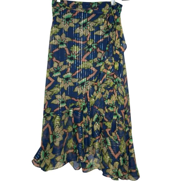Scotch & Soda L Maison Scotch True Wrap Midi Skirt Floral Flowy Ruffle - Picture 1 of 9